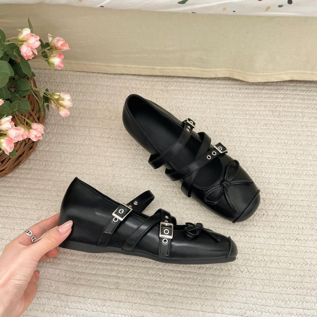 Silver Inner Height Increase Mary Jane Shoes Bow Flat Bottom New 6Cm French Single Shoes Women'S Summer Ballet Large Size Women'S Shoes