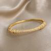 Shiny Geometric Micro Inlaid Rhinestone Stacked Bracelet for Women Delicate Gold Plated Copper Cuff Bangle Jewelry Gifts