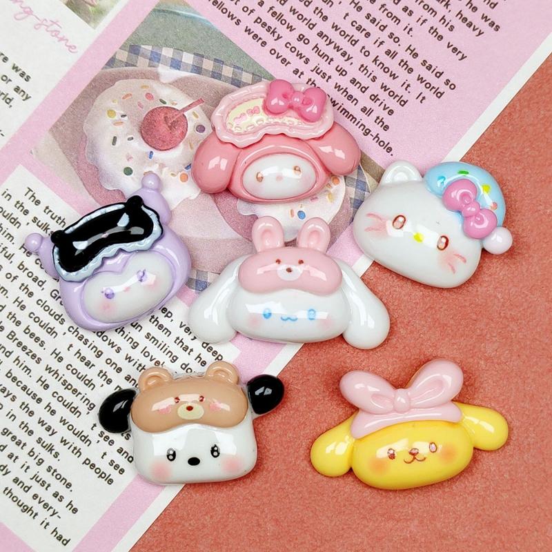 10Pcs New Cute Cartoon Eye Mask Sleep Animal Kitten Resin Scrapbook Diy Jewelry Party Children Hairpin Decorate Accessories A26