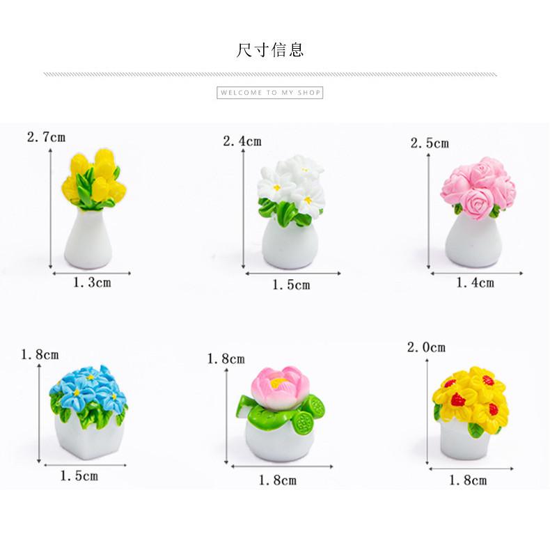 

6Pcs/set Mini Flower Plant Bonsai Miniatures Resin Ornaments Moss Terrarium Micro Landscape Fairy Garden Decoration 2.3x2.9cm разноцветный