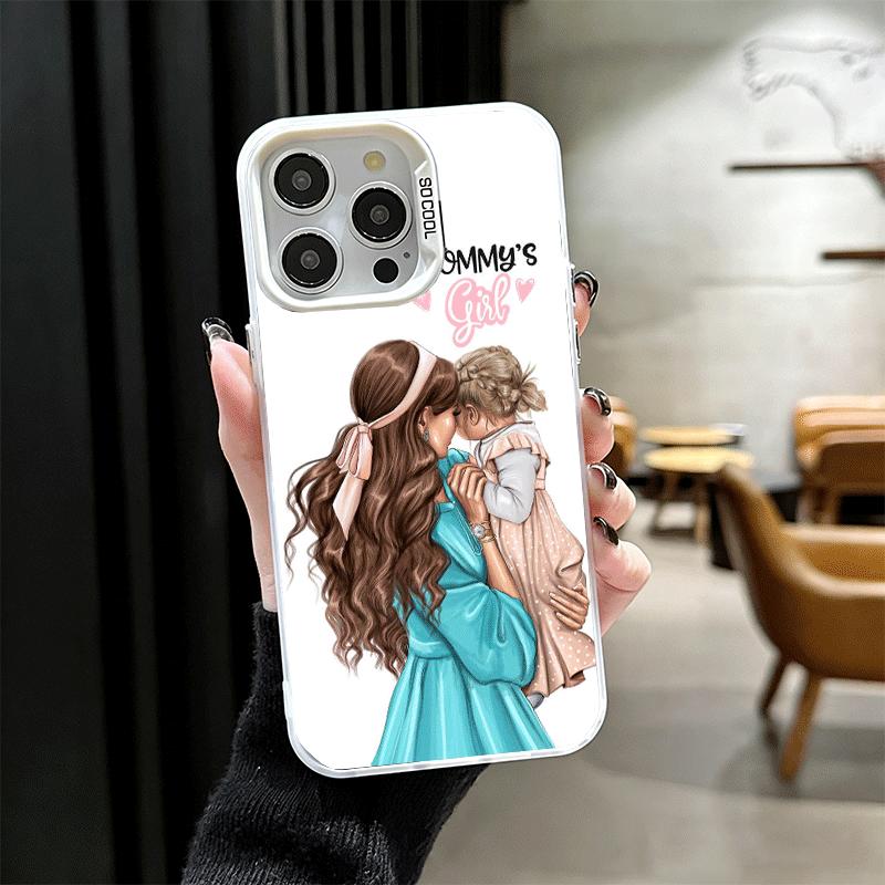 Mom Baby Girls Theme Soft Phone Case for iPhone 15 16 17 Pro Max 17Air 16E 14 Plus 13 12 Mini Shockproof Cover Back Shell