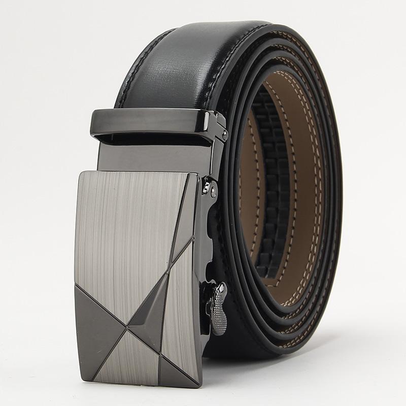 

Мужской ремень из натуральной кожи Двухслойный ремень из коровьей кожи с автоматической пряжкой Деловой повседневный модный ремень 110-130CM