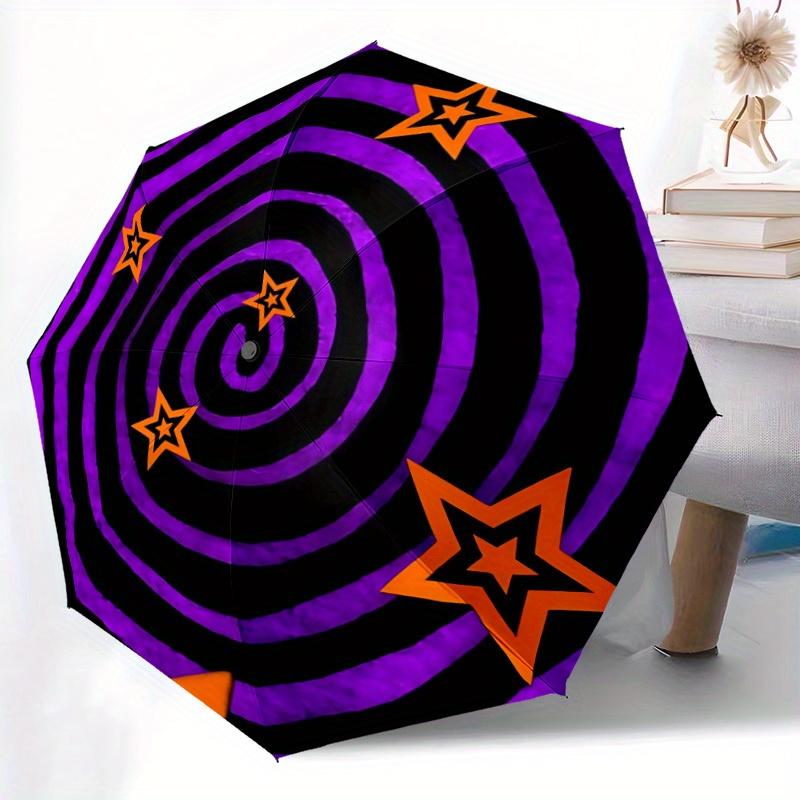1pc Hypnotic Spiral Automatic Folding Umbrella, Portable & Foldable Design with 8 Ribs, Casual Outdoor Accessory Halloween and Christmas gif