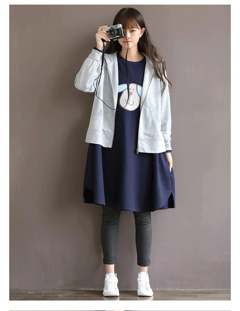 Plus Size Fleece-lined Maternity Sweatshirt Dress Set - Autumn/Winter 2023 Collection