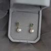 Small Cute Natural Freshwater Pearl Emerald Zircon Silver Needle Gold-plated Stud Earrings, Mini Control Small Earrings for Women, Earrings.