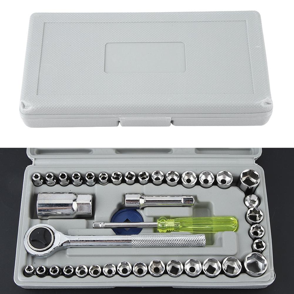 40Pcs Set Car Motorcycle Wrench Socket Set Sleeve Combination Removal Installation Repair Tools
