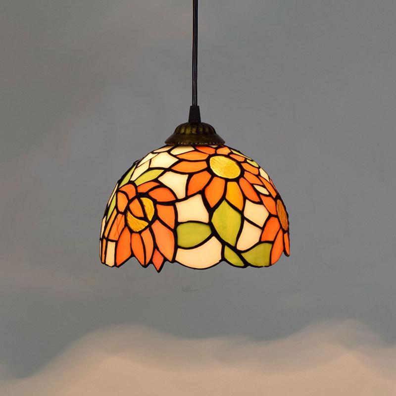 20cm/8“ European Stained Glass Pendant Lamp Dinning Room Chandeliers Hanging Light Bedroom Lighting Fixture Home Luminaria Decor