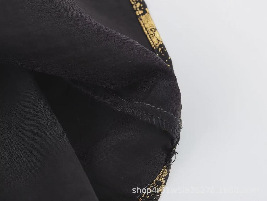 Autumn 2023 V-Neck Waist Slimming Metallic Foil Mini Dress