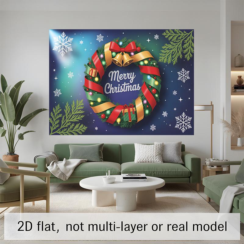 Christmas Wreath Wedding Themed Birthday Photo Backdrop, Polyester Banner for Home Room Wall Decor