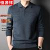 Hengyuanxiang Men's Pure Wool Turn-Down Collar Pullover Sweater