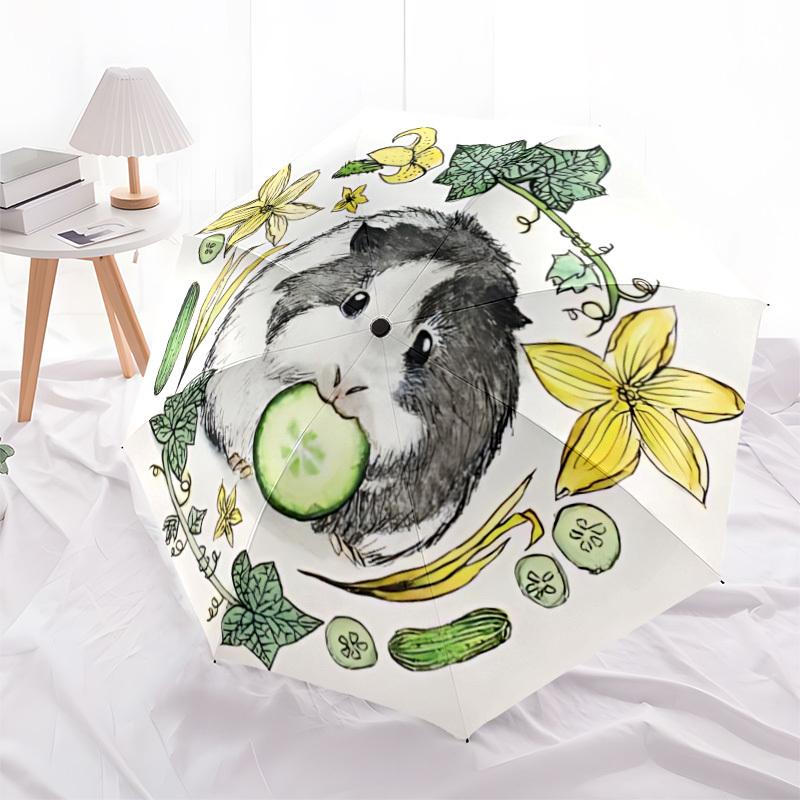 1pc Guinea Pig Automatic Opening/Closing Umbrella with Operation & Windproof Canopy - Folding Design, Holiday Gift Yy260225134