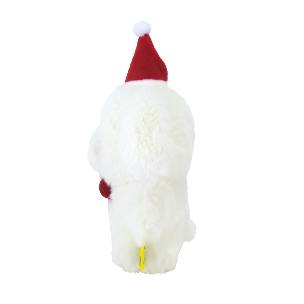 Sun Lemon Fluffy Tatton Santa Dog White S 14x18x7cm Plush Animal P-8402