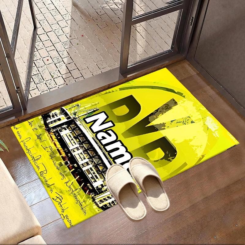 Alfombra Personalizada con Nombre y Estampado del Borussia Dortmund, Alfombra Versátil para Decoración del Hogar, para Sala de Juegos, Apartamento, Balcón, Entrada, Pasillo Regalo