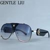 Steampunk Oversized Vintage Pilot Sunglasses Women 2026 Luxury Brand Oval Shield Eyewear Goggle Shades Driving Leather Sunglass