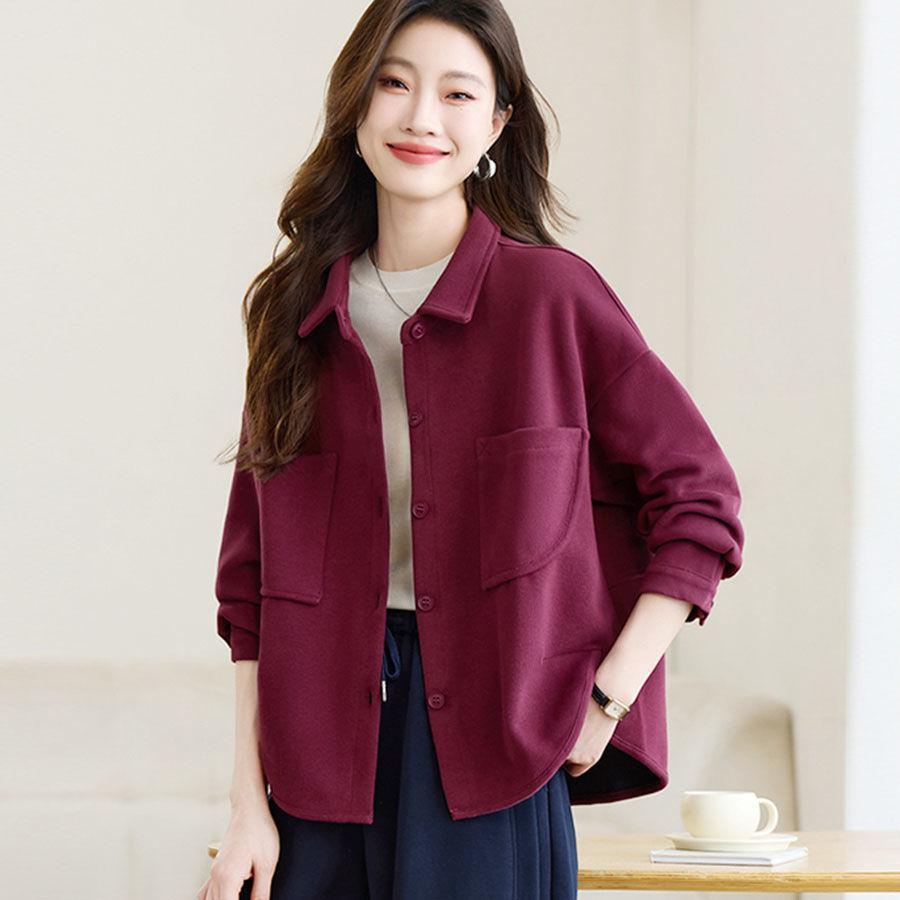 Spring Autumn Womens Hoodie Coat Loose Fit Korean Style Fashionable Belly Cover Cardigan Casual Top