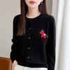 Andy's Women's Cartoon Pony Embroidered Knit Cardigan - Round Neck, Long-Sleeved, Autumn Winter Sweater