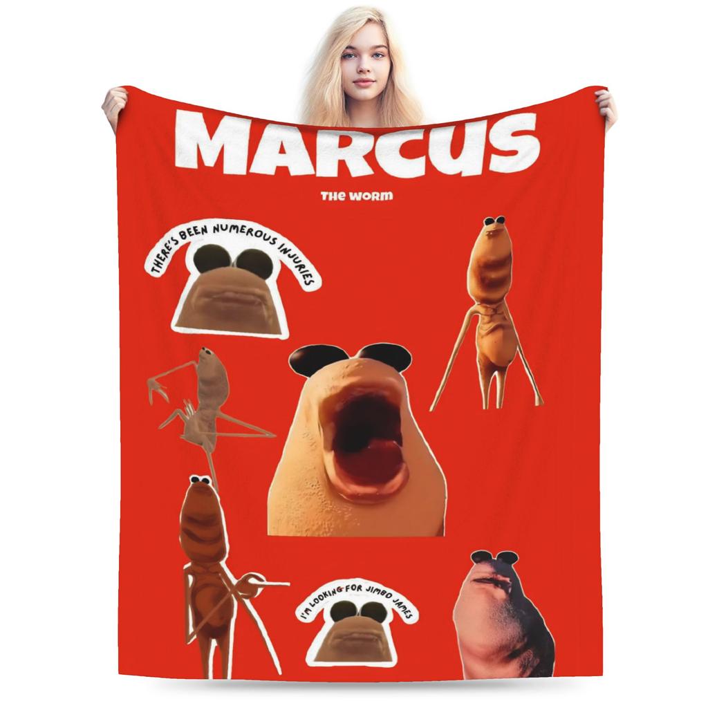 Marcus The Worm Meme Blanket Fleece Decoration Robert Help Me Breathable Lightweight Thin Throw Blankets for Sofa Bedspread