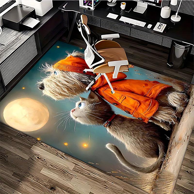 1pc Anime Cartoon Design Dog and Cat Office Chair Mat - Non-Slip Carpet for Home Decor, Suitable for All Seasons, Perfect Gift for Holidays.C086