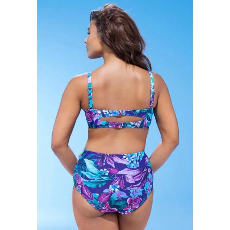 Übergröße Große Cups Bademode Bikini Set Damen Zweiteiler Floral Badeanzug Hohe Taille Ausgeschnitten Gepolstert Badegast Biquini