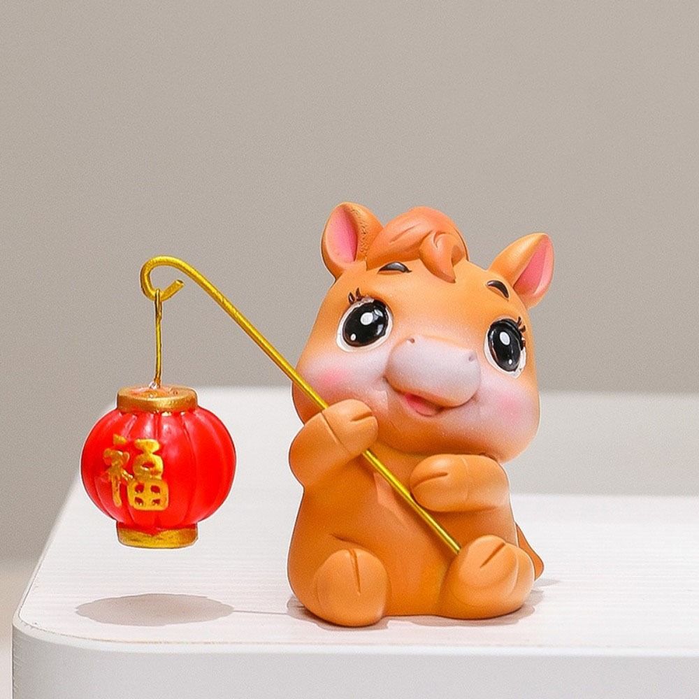 Chinese Style Horse Figurines Lifelike Horse Year Figurines Zodiac Horse Mascot Office