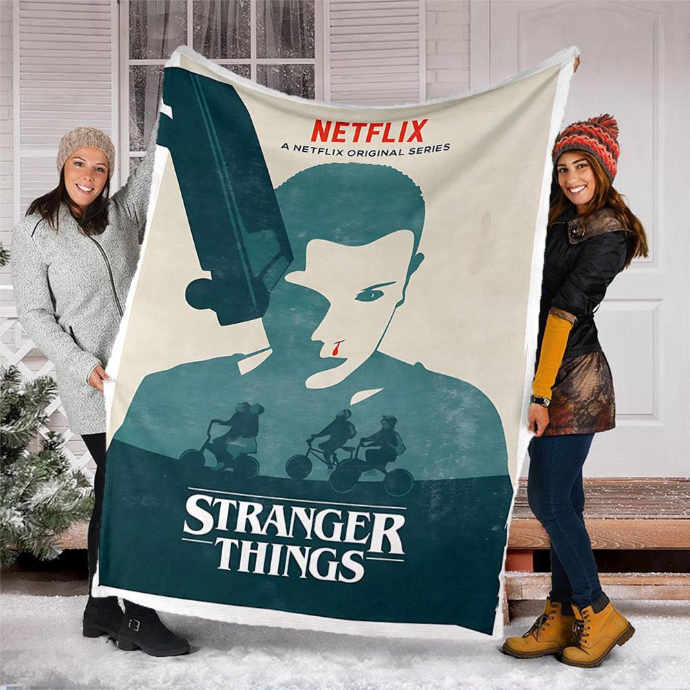1ks Deka Stranger Things Venkovní Lehká Flanelová Přikrývka Na Cestování, Kempování, Obývací Pokoj, Pohovku, Židli Měkká