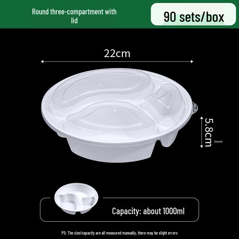 Disposable 3-Compartment Takeaway Containers