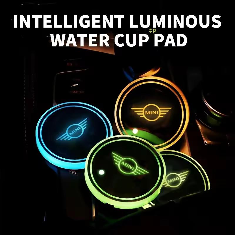 7 Color LED Car Cup Holder Light Luminous Water Cup Pad for BMW Mini Cooper Countryman Clubman R55 R56 R60 F54