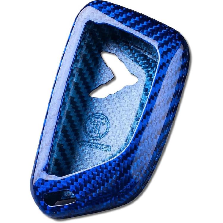 Real Glass Fiber Key Fob Cover Compatible With Chevrolet Chevy Corvette C8, T-Carbon Key Fob Case Cover Compatible With C8 Corvette     2024 2025 синий