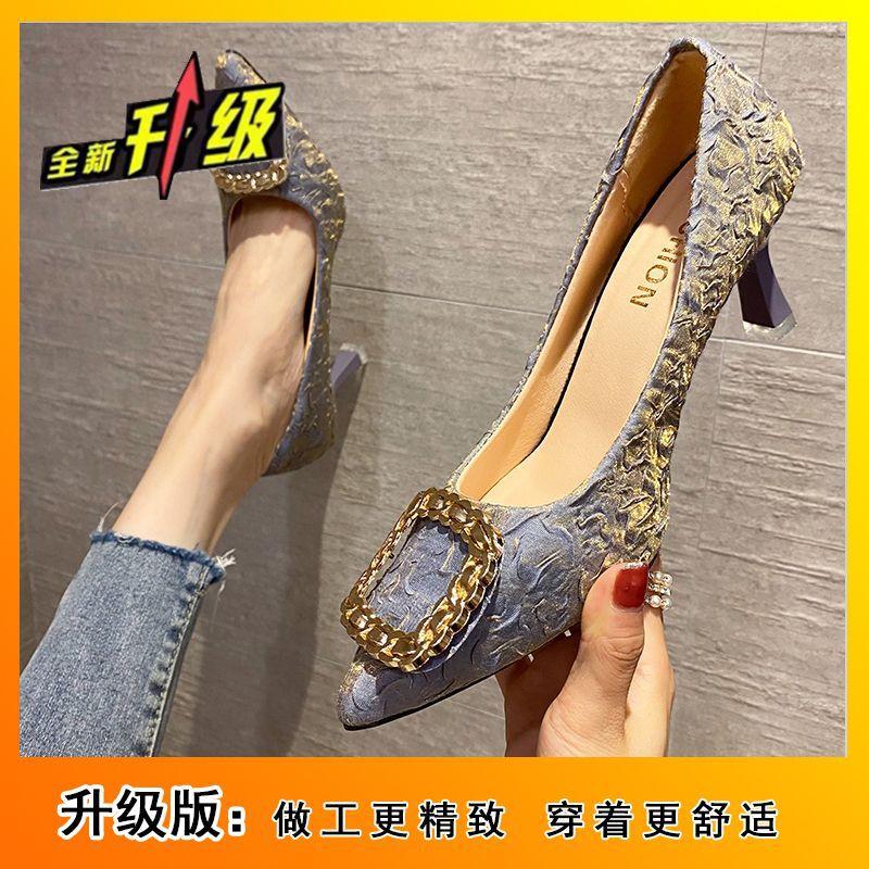 

Korean version of pointed square buckle sexy single shoes for women s fashion and thin light mouth stiletto high heels for women s autumn 2025 new mo 40