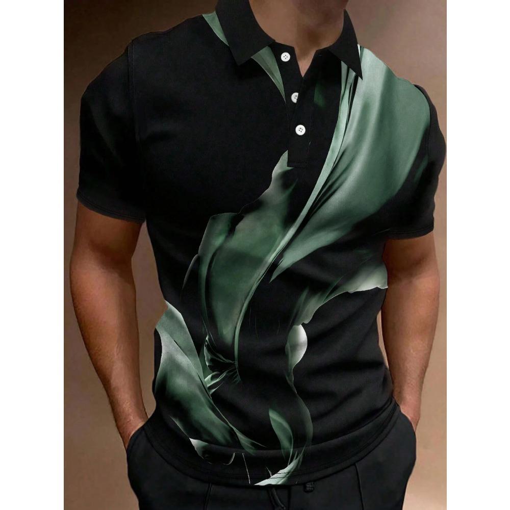 

Модные рубашки поло с градиентной линией для мужчин, летние повседневные рубашки с коротким рукавом и лацканами, полосатая мужская одежда 3XL
