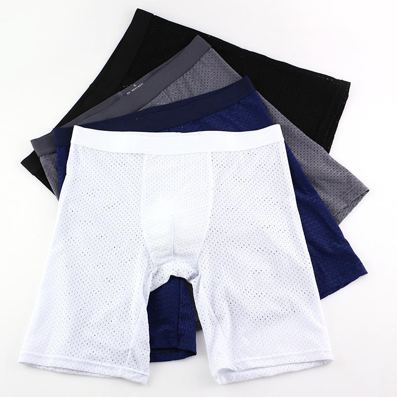 Men's Ice Silk Mesh Breathable Boxer Briefs - Anti-Chafing Four-Corner Shorts for Running