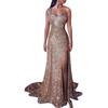 Club Party Women Sexy Plus Size Sequined One Shoulder Split Maxi Evening Dress