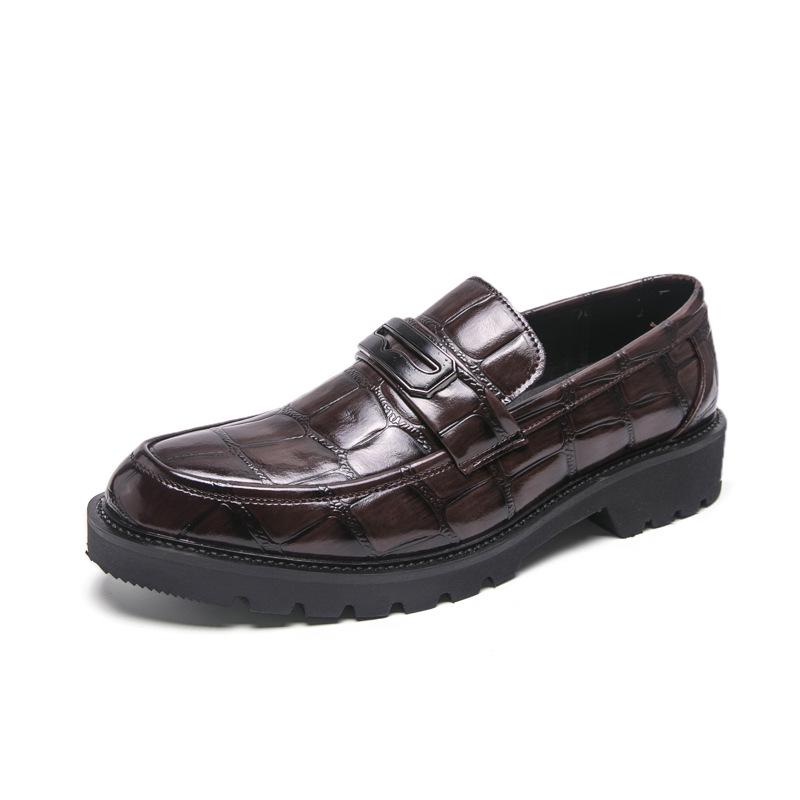 Men s British Style Plus Size Patent Leather Loafers - Trendy Slip-on Casual Business Shoes 44 коричневый