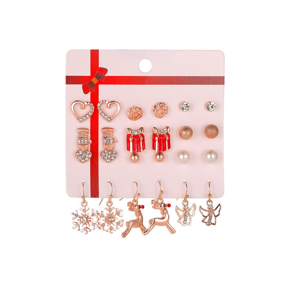 

9Pcs/Set Women Girls Alloy Earrings Butterfly/Bell/Snowflower Shape Jewelry Earrings #3724