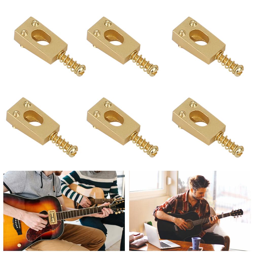 6Pcs Guitar Bridge Saddle Brass String Saddles Replacement Electric Guitar AccessoriesGold
