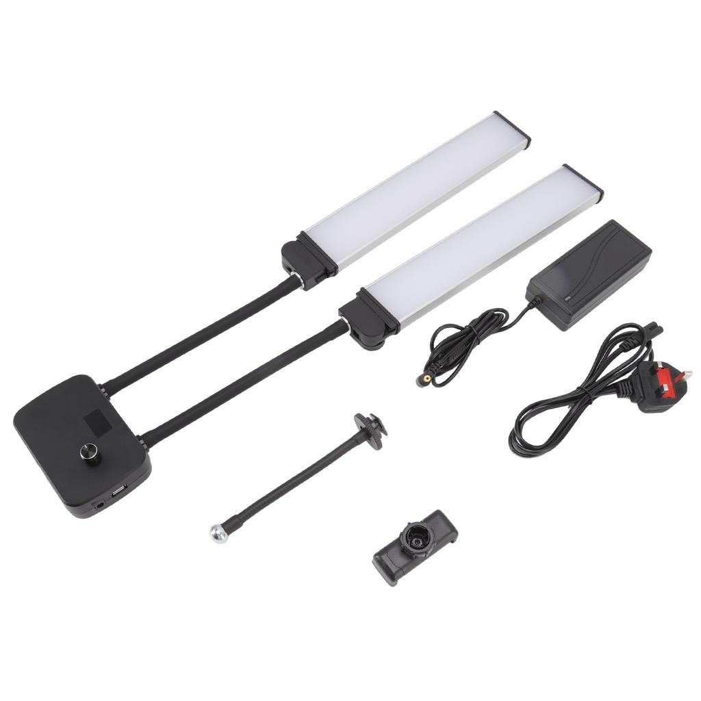 Lumină LED de Umplere 3200K la 5600K Brațe Duble Luminozitate Ajustabilă USB cu Suport pentru Telefon Video