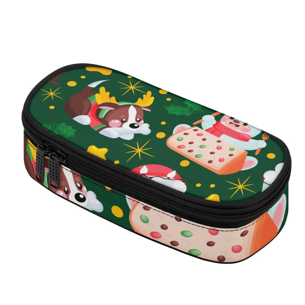 Pencil Bag Practical Durable 300D Polyester Smooth Zipper with Main Compartment Mesh Pocket and Pen Slots for Teens and Students