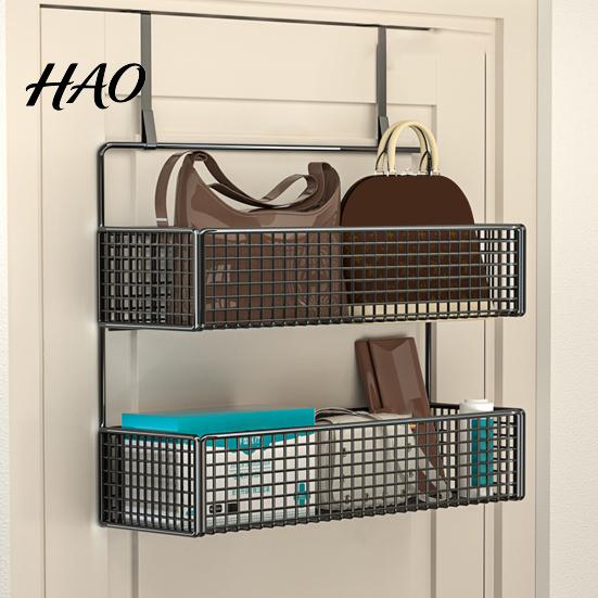 Étagère de rangement suspendue pour chambre à coucher Organisateur de porte avec crochets Construction robuste Conception de cintre en maille Facile à assembler Panier détachable à l'arrière