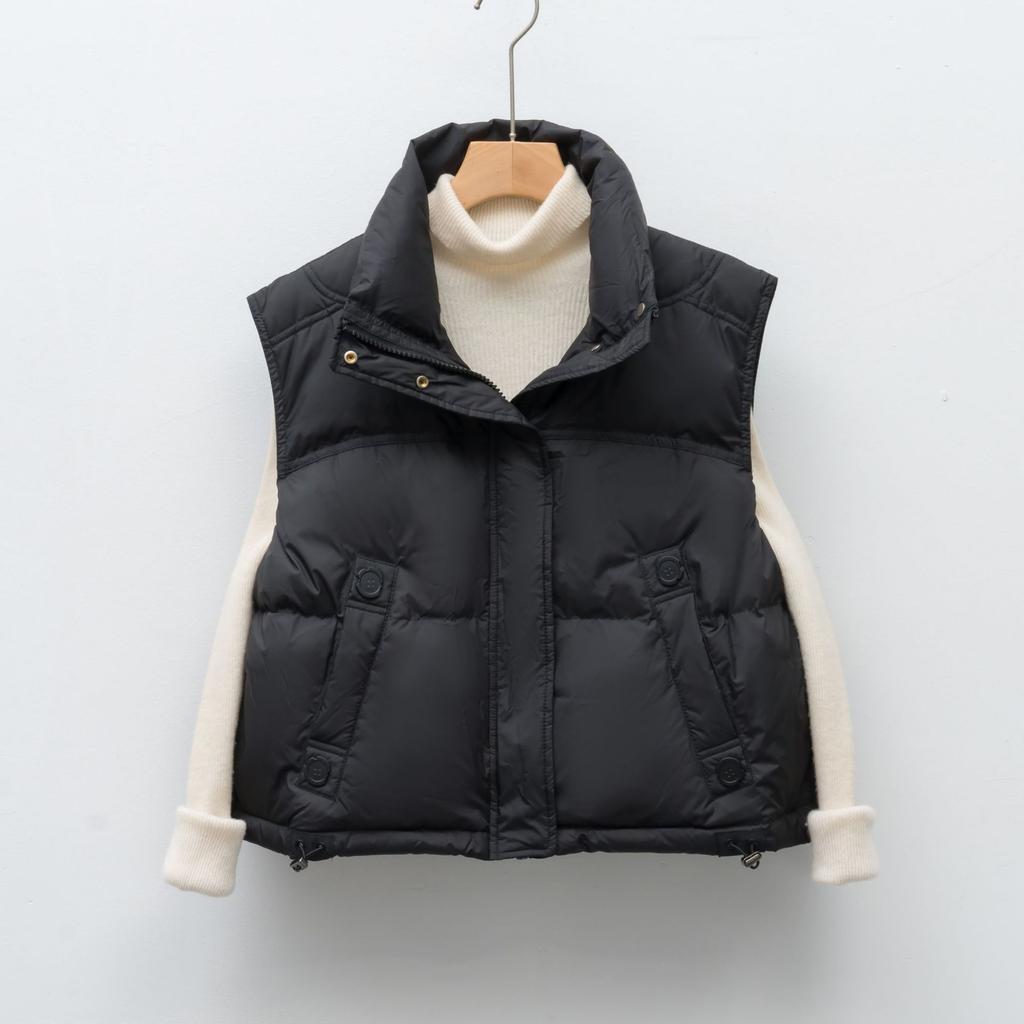 Autumn and winter new women's short style thickened stand-up collar loose plus size fashion vest shoulder down vest