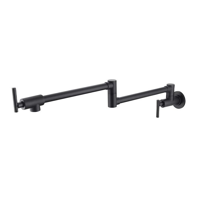 Brushed Gold Pot Filler Tap Wall Mounted Foldable Kitchen Faucet Single Cold Nickel Sink Tap Rotate Folding Spout Black