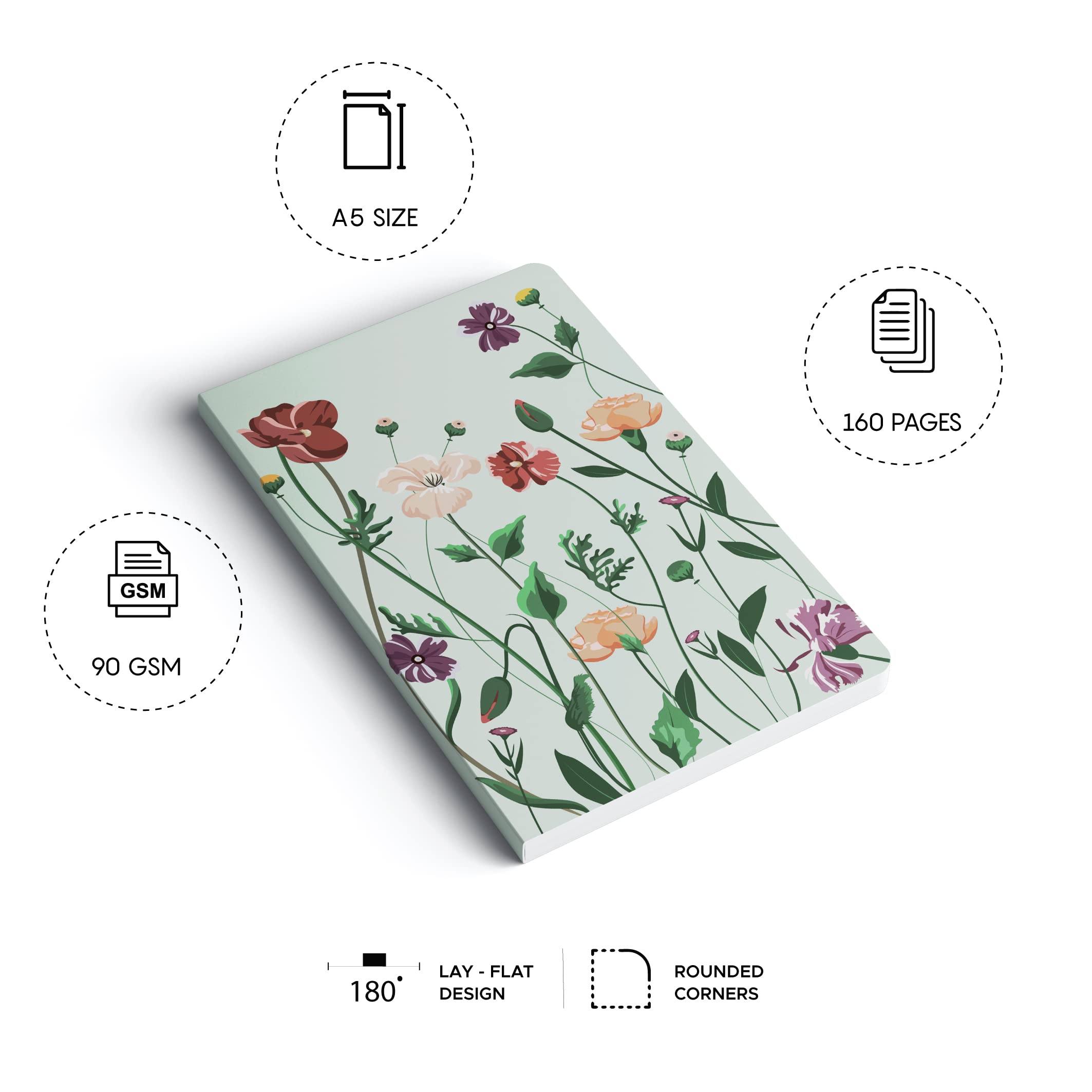 FACTOR NOTES A5 Notebook: Ruled | 90 GSM | 160 Pages (Botanical) a5