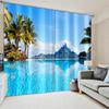 2024 Nature Seaside Scenery 3D Landscape Modern Thin Cloud Window Curtains for Living Room Bedroom Decor 2 Pieces Free Shipping