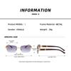 Luxury Rimless Square Sunglasses Man Brand Designer Frameless Gradient Sun Glasses Woman Fashion Vintage GrainOculos De Sol