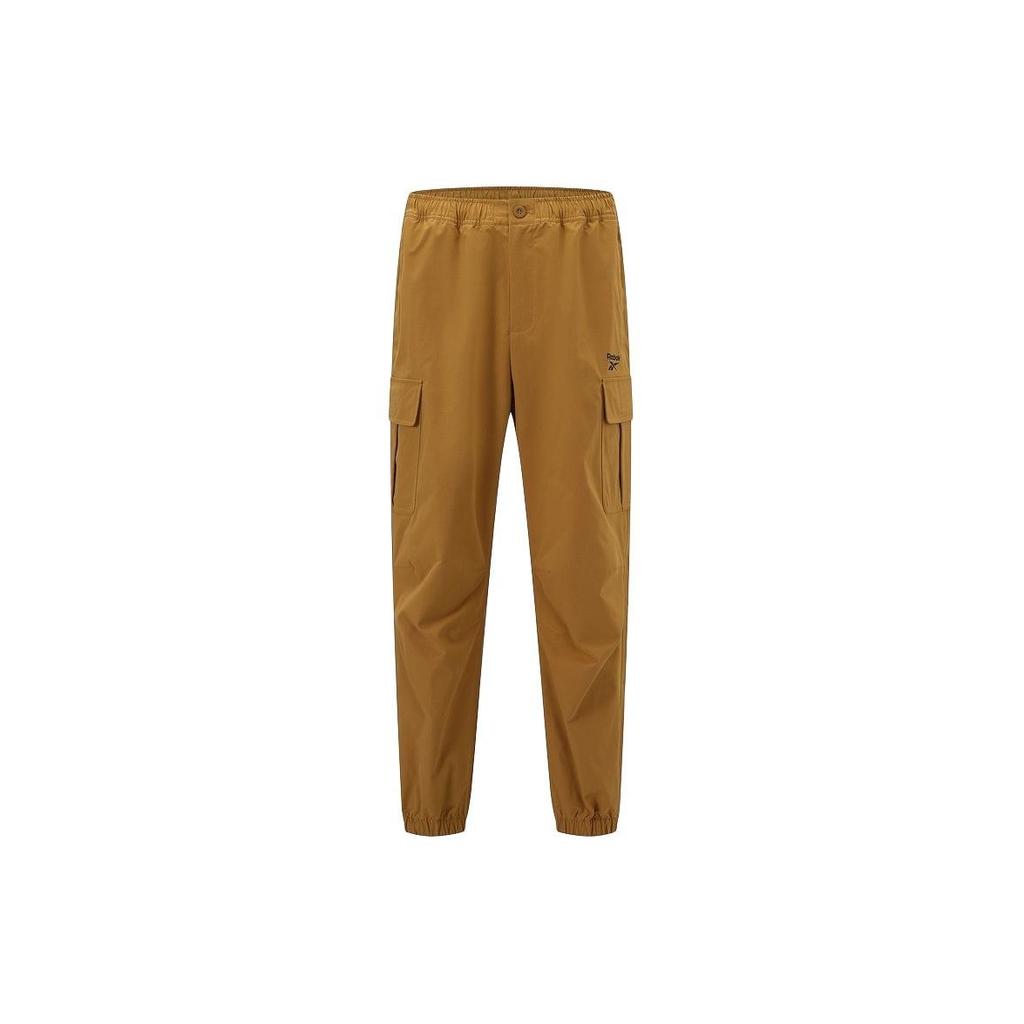 Reebok Solid Color Outdoor Casual Sports Elastic Cuffed Cargo Pants Unisex Pants Moss-Yellow 24SRM601UGY3