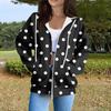 Sudadera con capucha para mujer, informal, de manga larga, con cremallera, estampado de lunares y rayas, ligera, para uso interior y exterior