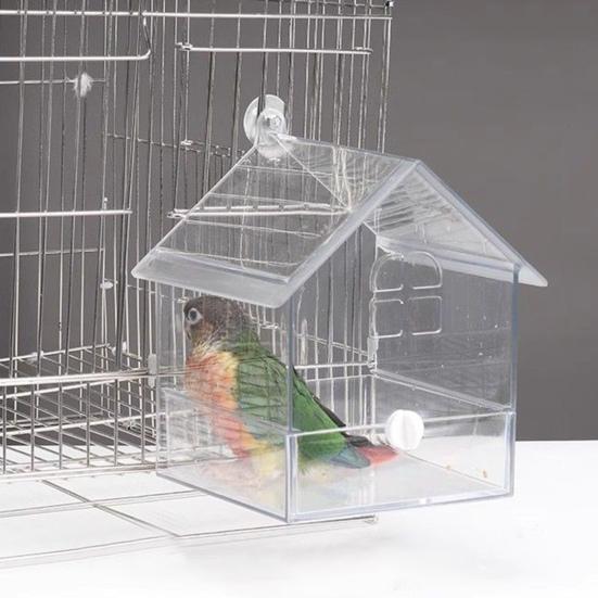 Parrot Bath 3 in 1 Hanging Birds Bath Transparent Parrot House Birdcage Bathing Box for Lovebirds Finches Parakeets