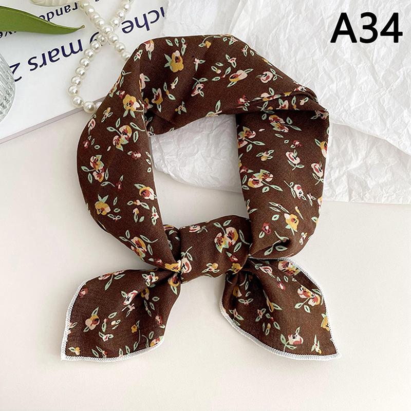 56cm Ladies Headband Cotton Linen Square Scarf Korean College Girls Fashion Elegant Neck Scarves Sun Protection Headscarf