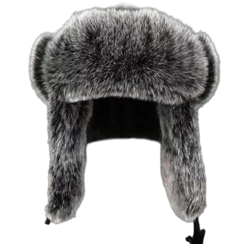 Furry Trapper Hat with Ear Flaps Windproof Winter Hunting Hat Furry Lined Winter Earflaps Hat Cycling Hat for Men Women