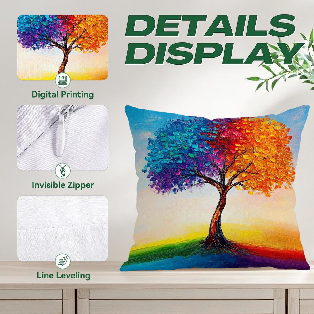 Oil Painting Sunset Forest Pillowcase Bedroom Sofa Cushion Cover 100% Polyester Living Room Cushion Pillowcase Home Decor