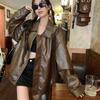 Autumn and Winter American Maillard Lapel Retro Motorcycle Style Leather Jacket Couple Jacket Men and Women Trendy Brand Pu Leather Jacket